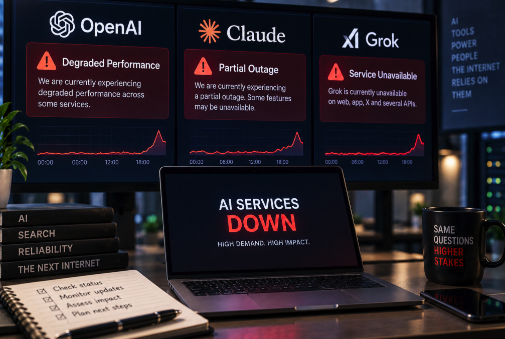ChatGPT, Claude and Grok Went Down Together — AI Search Has a Reliability Problem