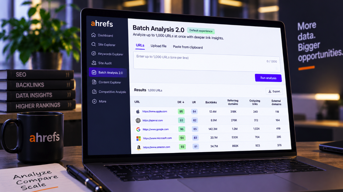 Ahrefs Makes Bulk Link Analysis Deeper Across 1,000 URLs