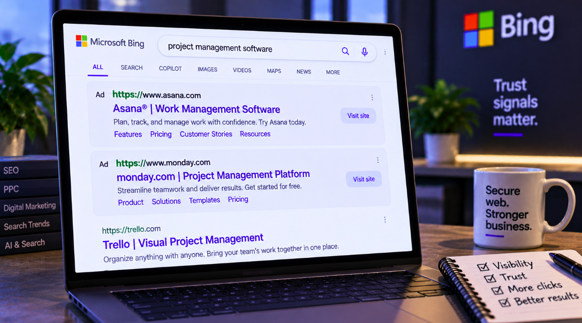 Bing Tests Turning HTTPS Into a Visible Trust Signal in Search Ads