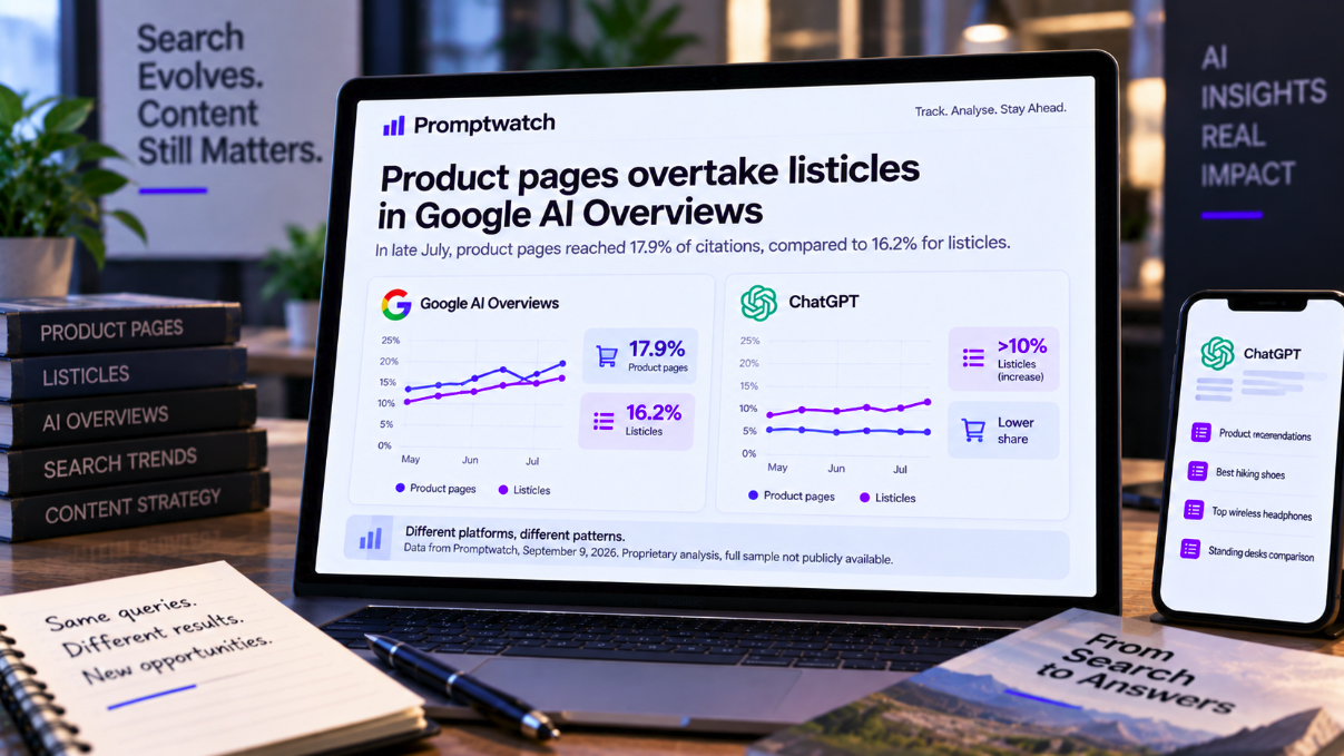 Product Pages Overtook Listicles in Google AI Overviews—but ChatGPT Moved the Other Way