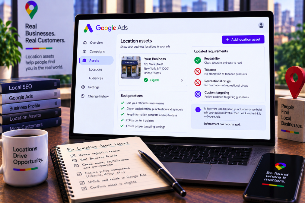 Fixing a Rejected Google Ads Location Asset May Require Editing—and Relinking—the Business Profile
