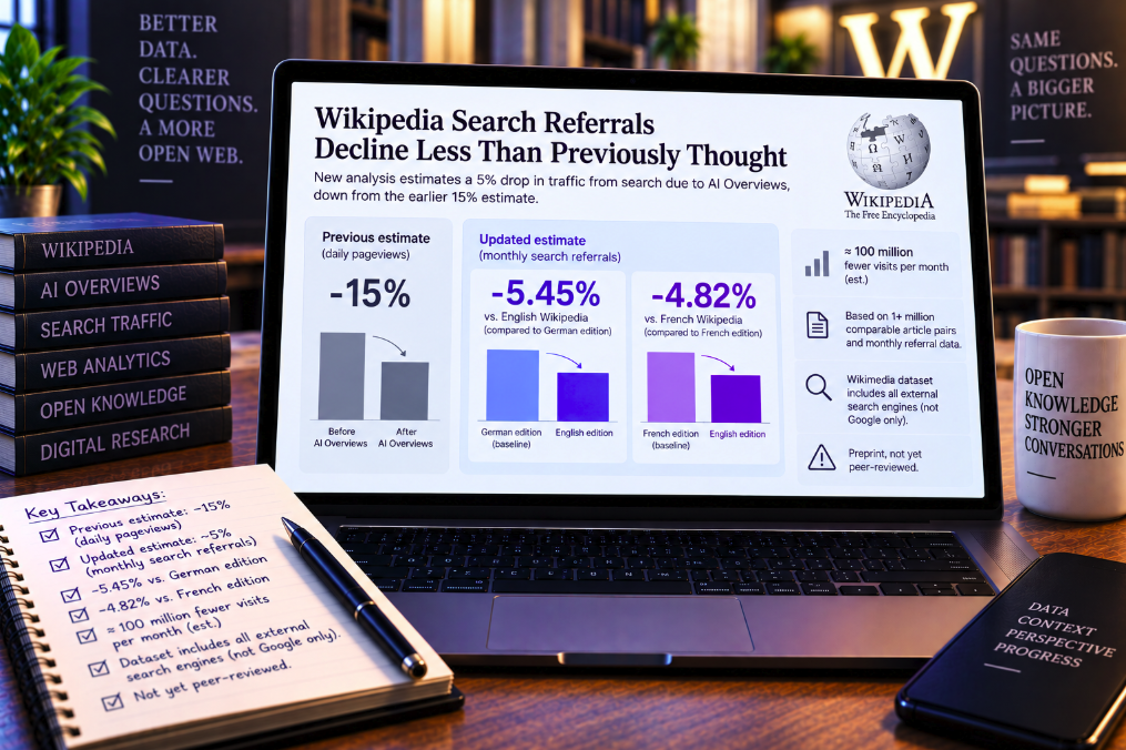 The Famous “15% Wikipedia Traffic Loss” Was Revised Down to 5%—Because the Researchers Changed the Measurement
