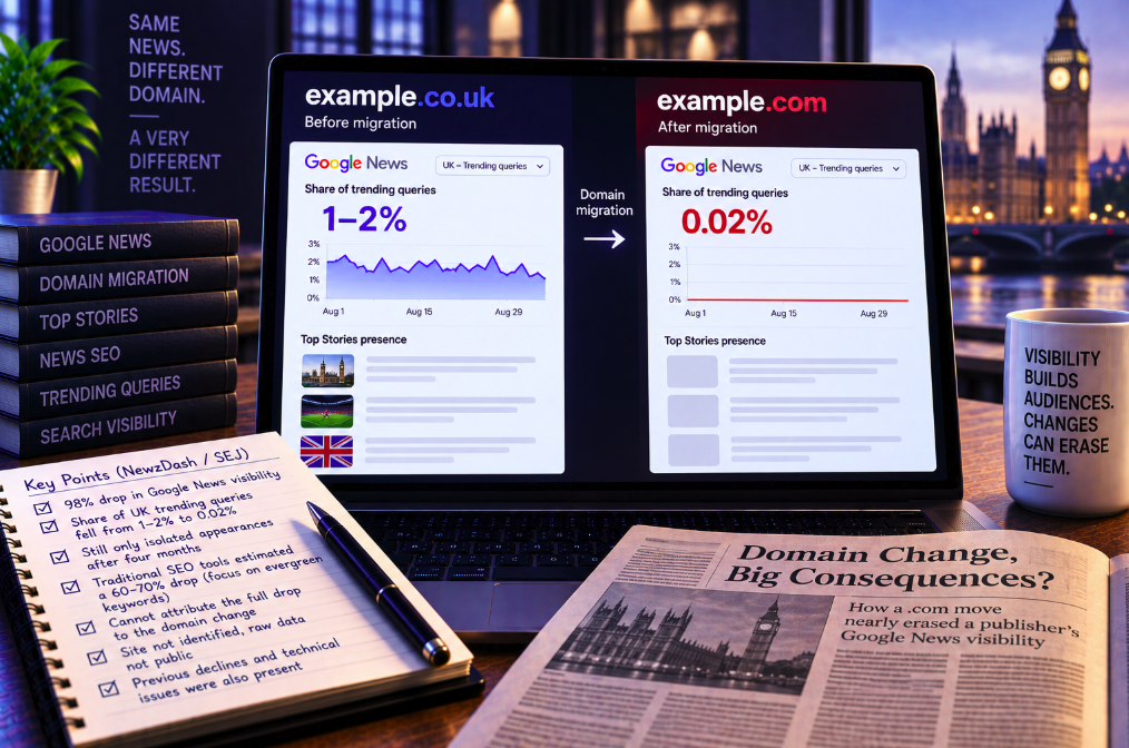 A Domain Migration Looked Bad in Traditional SEO Tools—and Almost Catastrophic When Trending Google News Queries Were Measured