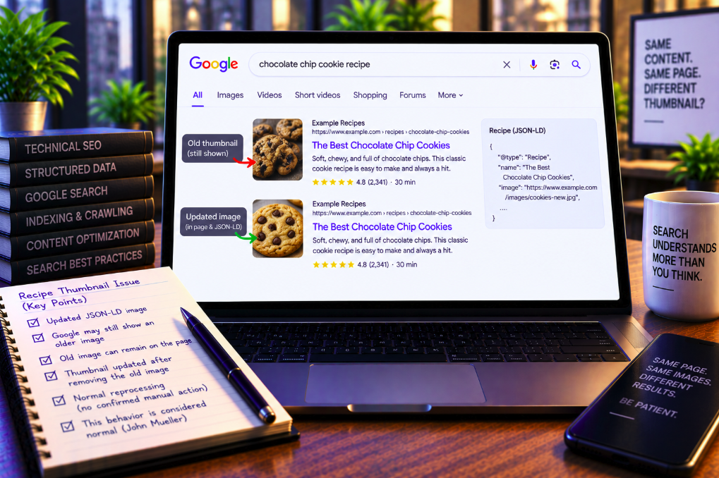 Changing Your Recipe Schema Image May Not Change Google’s Thumbnail While the Old Photo Remains on the Page