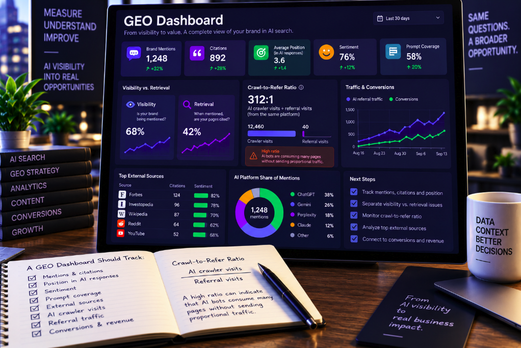 Your GEO Dashboard Needs a Crawl-to-Refer Ratio—Because AI Bots Can Consume Thousands of Pages Without Sending Users Back