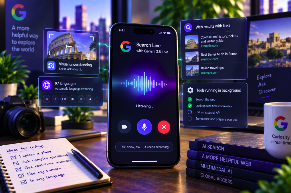 Google Search Is Becoming a Multilingual Visual Conversation—And Gemini 3.8 Live Can Keep Searching While the User Keeps Talking