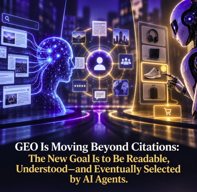 GEO Is Moving Beyond Citations: The New Goal Is to Be Readable, Understood—and Eventually Selected by AI Agents