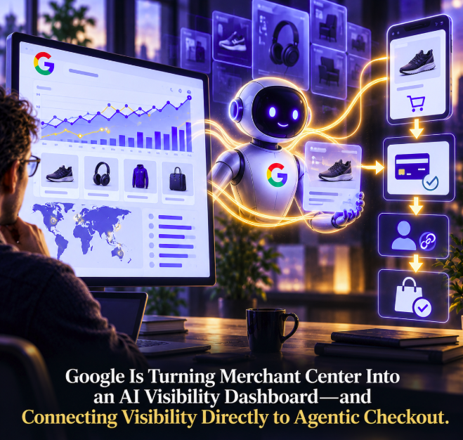 Google Is Turning Merchant Center Into an AI Visibility Dashboard—and Connecting Visibility Directly to Agentic Checkout