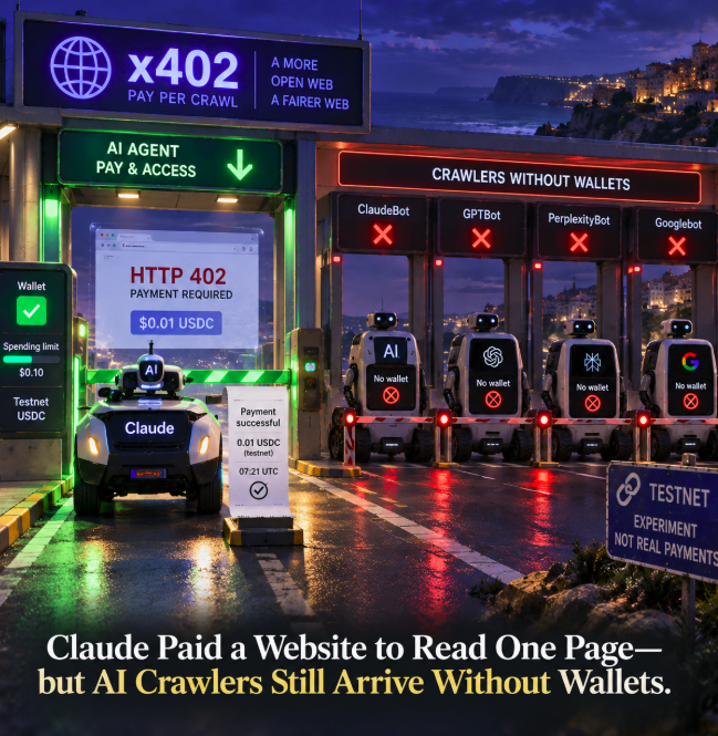 Claude Paid a Website to Read One Page—but AI Crawlers Still Arrive Without Wallets