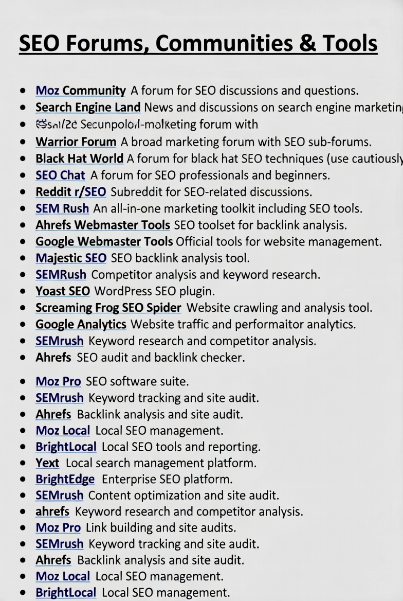 SEO Forums and Communities Listed Online